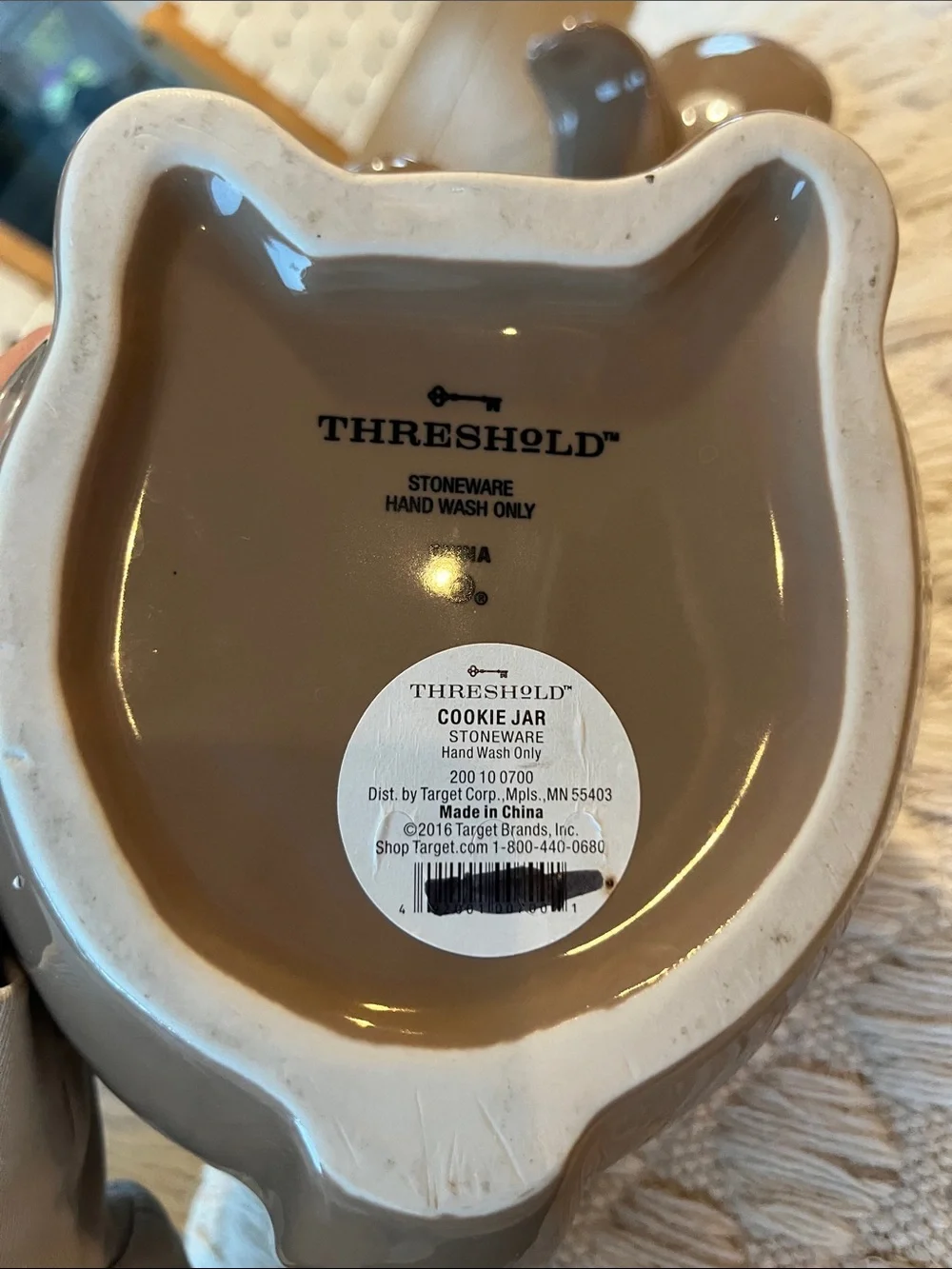 NWT Threshold Glossy Taupe Ceramic Squirrel Cookie Jar